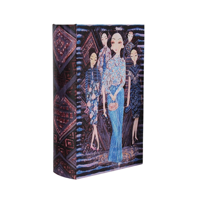 Meer Faux Book Storage Box Set of 3- Pink Black Fashion Illustrations- Silk