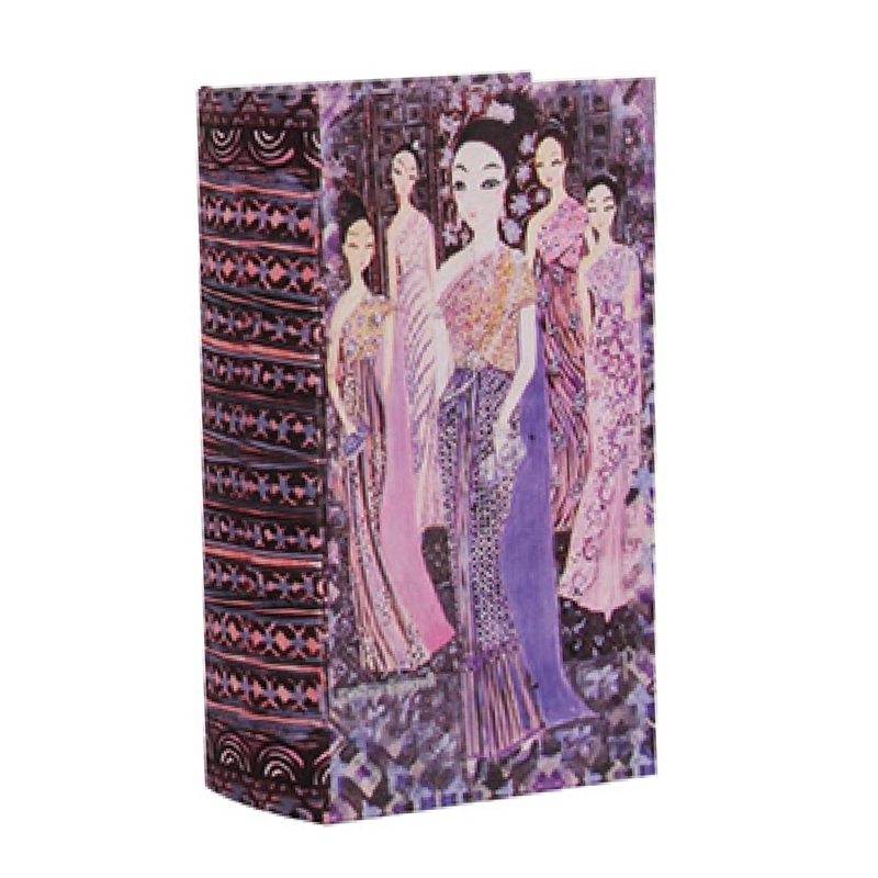 Meer Faux Book Storage Box Set of 3- Pink Black Fashion Illustrations- Silk