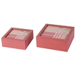 Decorative Storage Box Set of 2- Clear Top Square Pink Finish- Iron Hardware