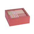 Decorative Storage Box Set of 2- Clear Top Square Pink Finish- Iron Hardware