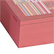 Decorative Storage Box Set of 2- Clear Top Square Pink Finish- Iron Hardware