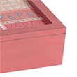 Decorative Storage Box Set of 2- Clear Top Square Pink Finish- Iron Hardware