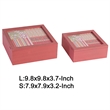 Decorative Storage Box Set of 2- Clear Top Square Pink Finish- Iron Hardware