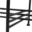 Azik Accent Table- 13 Inch Round Marble-Look Glass Top- Black Iron X Base