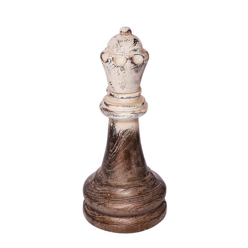 Tabletop Decor- King Chess Piece- Bronze and White Magnesium 21 Inch