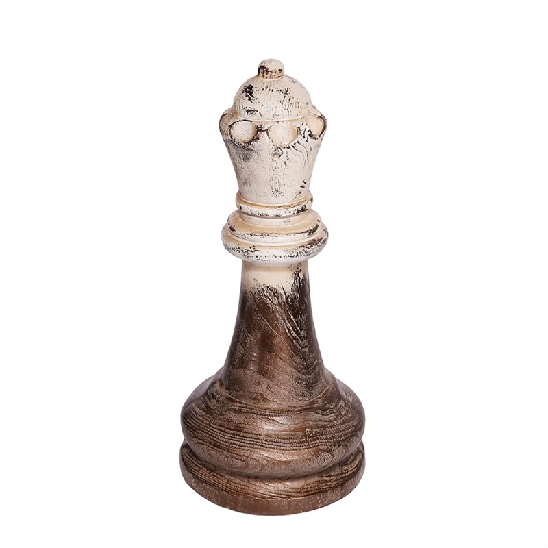 Tabletop Decor- King Chess Piece- Bronze and White Magnesium 21 Inch