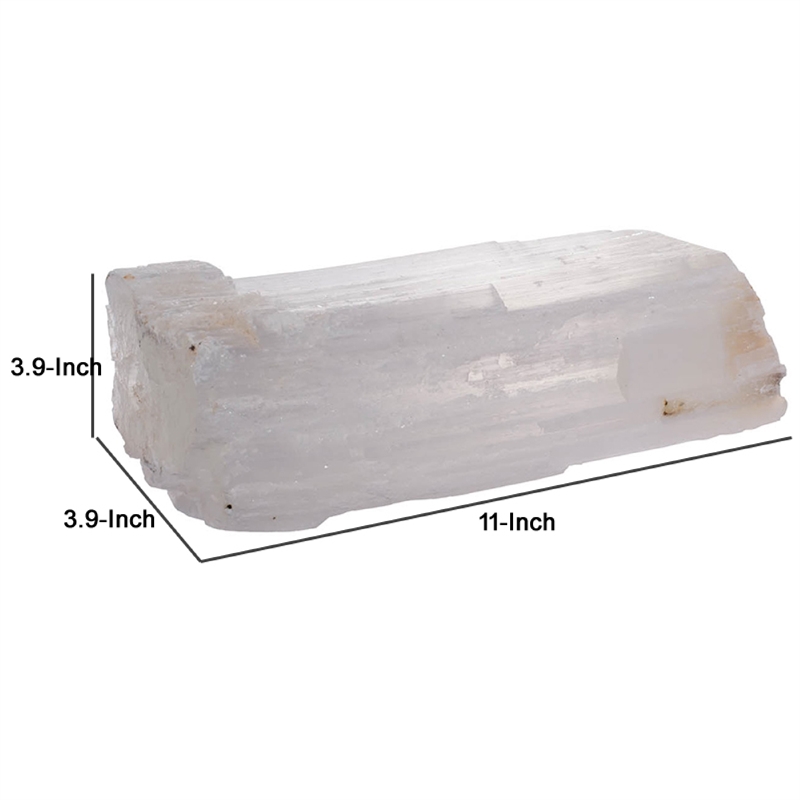 Tabletop Decor- Rectangular Shape- White Natural Selenite- 11 Inch
