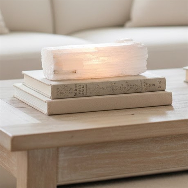 Tabletop Decor- Rectangular Shape- White Natural Selenite- 11 Inch
