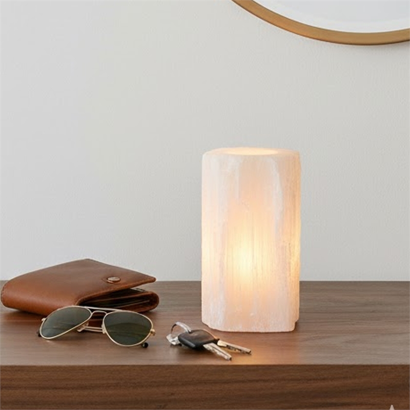 Tabletop Decor- Rectangular Shape- White Natural Selenite- 11 Inch