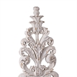 Awan Tabletop Decor- Leaf Scrollwork on Stand- White- Brown Wood- 26 Inch