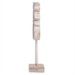 Awan Tabletop Decor- Fleur Scrollwork w Base Stand- White- Brown Wood 17 Inch