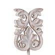 Awan Tabletop Decor- Fleur Scrollwork w Base Stand- White- Brown Wood 17 Inch