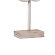 Awan Tabletop Decor- Fleur Scrollwork w Base Stand- White- Brown Wood 17 Inch