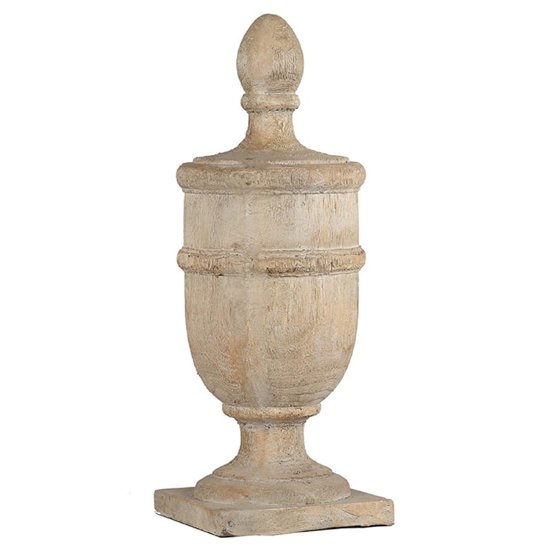 Chester Finial Tabletop Decor- Whitewashed Beige Polyresin- 22 Inch