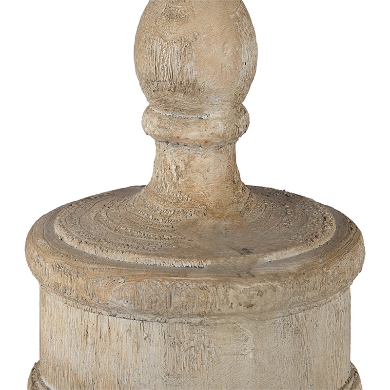 Chester Finial Tabletop Decor- Whitewashed Beige Polyresin- 22 Inch
