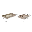 Rustic Accessory Tray Set of 2- Black Iron Handles- Natural Beige