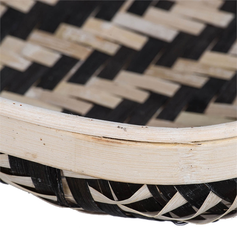 Mona Organic Wash Trays Set of 2- White Black Bamboo Woven Patterns
