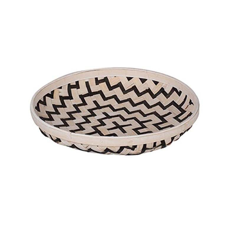 Mona Organic Wash Trays Set of 3- White Black Bamboo Woven Patterns
