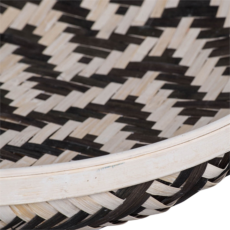 Mona Organic Wash Trays Set of 3- White Black Bamboo Woven Patterns