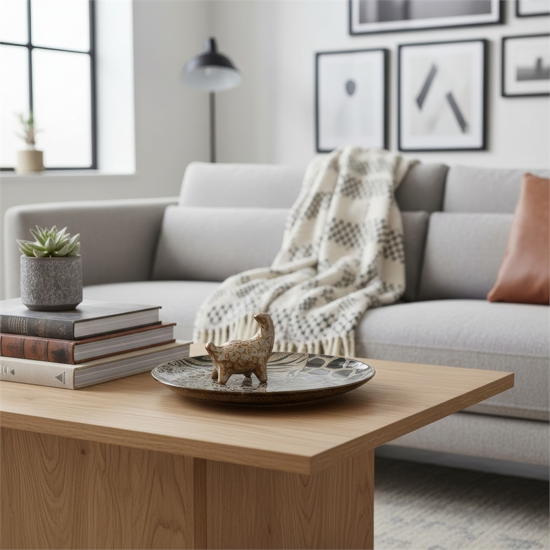 Decorative Plate- Animal Print Design- Brown and Black Ceramic- 16 Inch