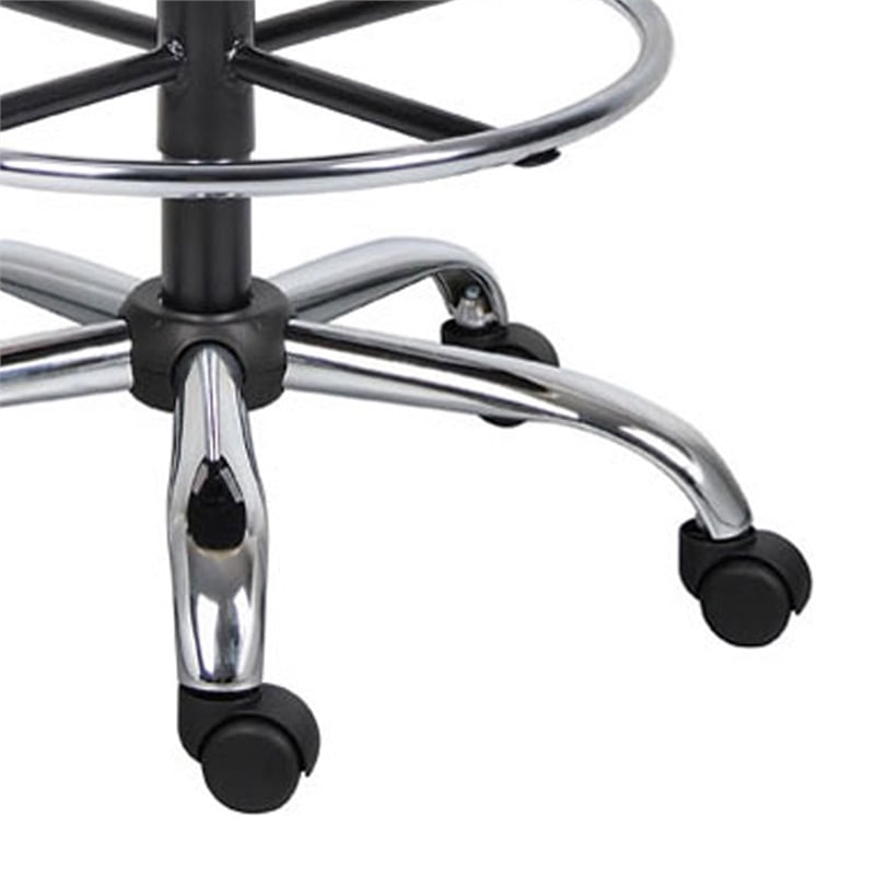 Fea Medical Drafting Stool- Round Gray Vinyl- Chrome Footring