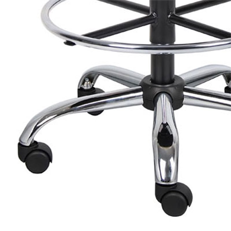 Fea Medical Drafting Stool- Round Gray Vinyl- Chrome Footring