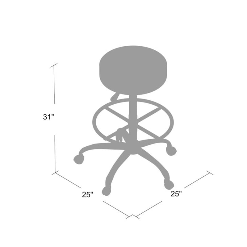 Fea Medical Drafting Stool- Round Gray Vinyl- Chrome Footring