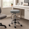 Fea Medical Drafting Stool- Round Gray Vinyl- Chrome Footring