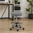 Fea Medical Drafting Stool- Round Gray Vinyl- Chrome Footring