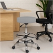 Fea Medical Drafting Stool- Round Gray Vinyl- Chrome Footring