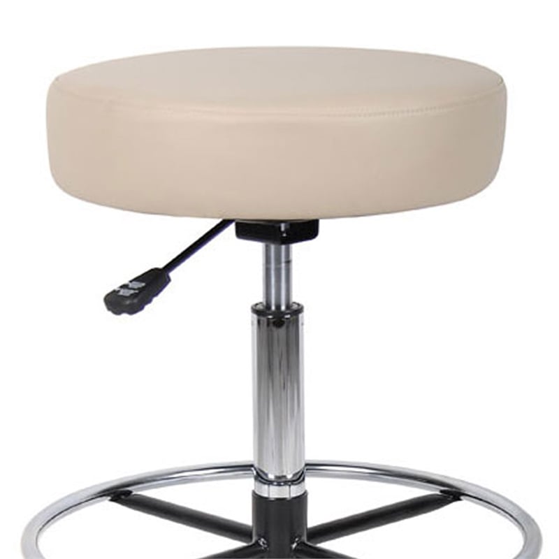 Fea Medical Drafting Stool- Round Beige Vinyl- Chrome Footring