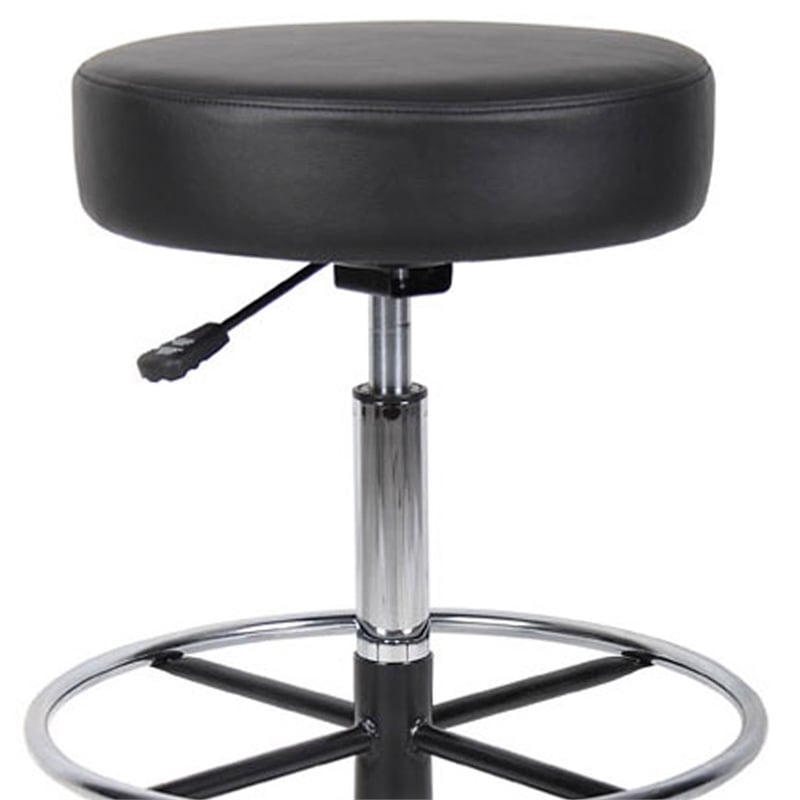 Fea Medical Drafting Stool- Round Black Vinyl- Chrome Footring