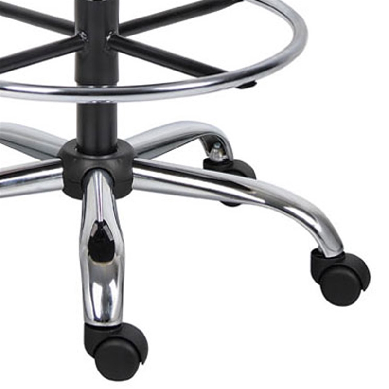 Fea Medical Drafting Stool- Round Black Vinyl- Chrome Footring