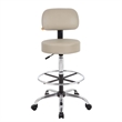 Fea Medical Drafting Stool- Beige Vinyl- Low Back and Padded Seat- Chrome