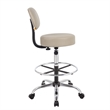 Fea Medical Drafting Stool- Beige Vinyl- Low Back and Padded Seat- Chrome