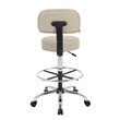 Fea Medical Drafting Stool- Beige Vinyl- Low Back and Padded Seat- Chrome