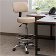 Fea Medical Drafting Stool- Beige Vinyl- Low Back and Padded Seat- Chrome