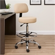 Fea Medical Drafting Stool- Beige Vinyl- Low Back and Padded Seat- Chrome
