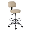 Fea Medical Drafting Stool- Beige Vinyl- Low Back and Padded Seat- Chrome