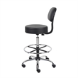 Fea Medical Drafting Stool- Black Vinyl- Low Back and Padded Seat- Chrome