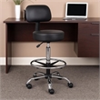 Fea Medical Drafting Stool- Black Vinyl- Low Back and Padded Seat- Chrome