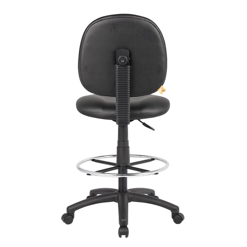 Zem Drafting Stool with Footring- Black Vinyl Contoured Back & Seat