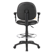 Zem Drafting Stool with Adjustable Arms & Chrome Footring- Black Vinyl