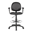 Zem Drafting Stool with Adjustable Arms & Chrome Footring- Black Vinyl