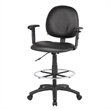 Zem Drafting Stool with Adjustable Arms & Chrome Footring- Black Vinyl