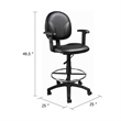 Zem Drafting Stool with Adjustable Arms & Chrome Footring- Black Vinyl