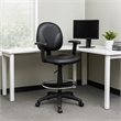 Zem Drafting Stool with Adjustable Arms & Chrome Footring- Black Vinyl