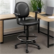 Zem Drafting Stool with Adjustable Arms & Chrome Footring- Black Vinyl