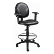 Zem Drafting Stool with Adjustable Arms & Chrome Footring- Black Vinyl