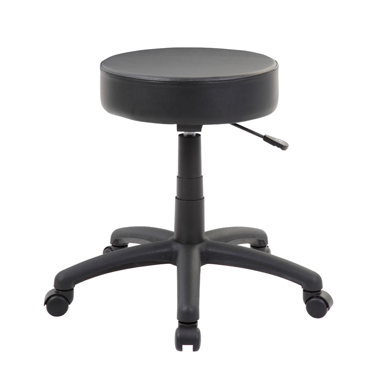 Swivel Stool with 18-23 Inch Adjustable Height- Round Black Vinyl Seat